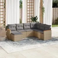 Set Divano da Giardino 7 pz con Cuscini Beige Misto Polyrattancod mxl 89093