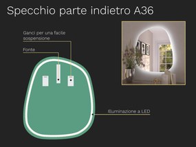 Specchio organico LED con illuminazione A36 44x51