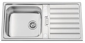 Lavello semincasso 1 vasca con gocciolatoio laterale destro o sinistro RODI Urban 105 B inox L 50 x L 100 x P 20 cm argento