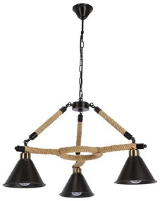 Lampadario a catena NEGRU 3xE27/40W/230V nero/marrone