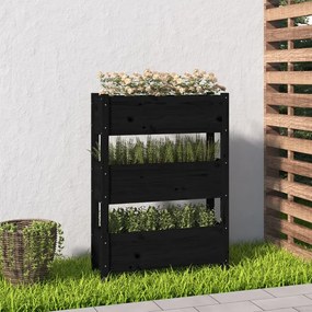 Fioriera Nera 77x25x104,5 Cm İn Legno Massello Di Pino /