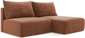 Divano angolare color mattone allungabile/con contenitore (con penisola a destra) Kalena – Makamii