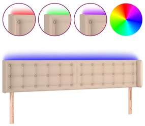 Testiera cappuccino a led 163x16x78/88 cm in similpelle