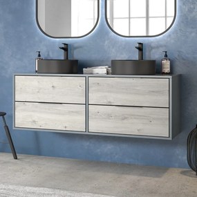 Mobile 135 cm grigio con 4 cassetti finitura legno grigio KSPR-135G - KAMALU