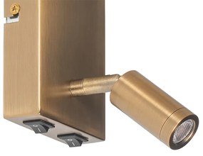 Lampada da parete moderna bianca e bronzo con lampada da lettura - Renier