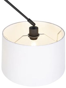 Lampada a sospensione nera con paralume in lino bianco 35 cm - Blitz
