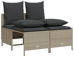 Set divano da giardino 5pz con cuscini grigio chiaro polyrattan