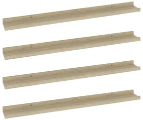 Mensole da parete 4 pz rovere sonoma 80x9x3 cm