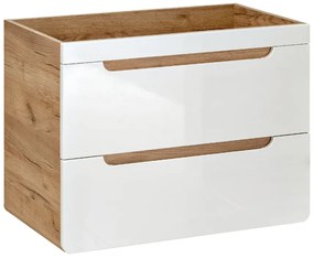 Mobile sotto lavabo sospeso 80 cm Naturale e Bianco - ARUBA