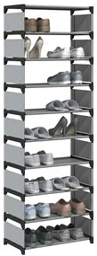 Scarpiera 10 Ripiani Grigia 54x28x158 Cm İn Tessuto Non Tessuto /