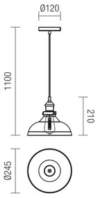 Redo 01-1002 - Lampadario a sospensione con filo SAVILLE 1xE27/42W/230V