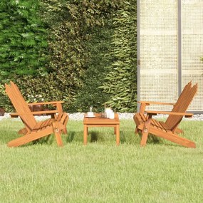 Set Salotto Da Giardino Adirondack 3pz Legno Massello Di Acacia /