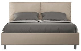 Letto imbottito Matrimoniale 160x210 cm Antea - Similpelle,Tortora,Contenitore