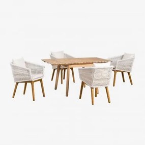 Set tavolo allungabile in legno (90-150x90 cm) Naele e 4 sedie da - Sklum