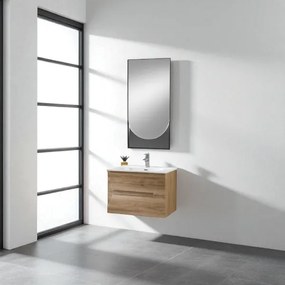 Mobile bagno sospeso 70 cm Rovere Nodi con lavabo e specchio LED - HAITI
