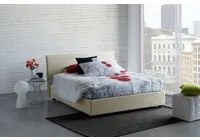 Letto matrimoniale Betty, Letto contenitore con rivestimento in tessuto, Made in Italy, Apertura frontale, adatto per materasso cm 160x190, Beige