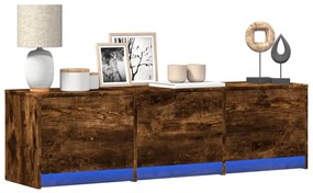 Mobile Porta Tv Con Led Rovere Fumo 140x34x40 Cm İn Truciolato /