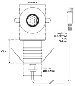 Segnapasso LED 3W, IP67, Anti-Abbagliamento, Nero, Professional Colore  Bianco Caldo 2.700K