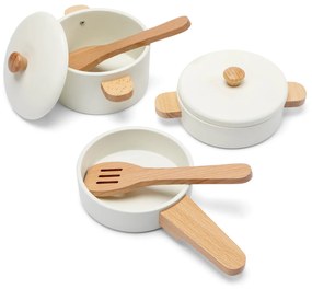 Set di stoviglie in legno per bambini - bianco
