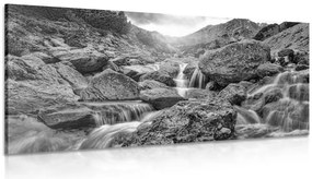 Stampa su tela – Cascate alpine in bianco e nero