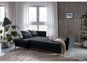 Divano letto angolare grigio scuro, angolo sinistro Scandic Lagom - Miuform
