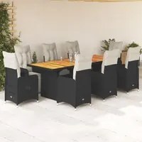 Set Bistr da Giardino 9 pz con Cuscini in Polyrattan Nero 3277289