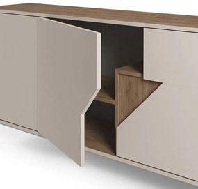 Cassettiera effetto rovere in colore crema-naturale 150x80x40 cm Lilou - Marckeric