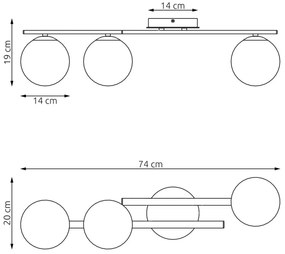 Lampada da soffitto in acciaio KAIRO 3 da interno 3xE14