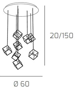 Sospensione Moderna Frame Metallo Cromo 8 Luci G9