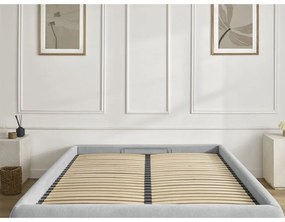 Letto matrimoniale imbottito grigio chiaro con contenitore/senza testiera con rete inclusa 180x200 cm Inera – Bobochic Paris