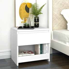 Comodino Bianco 40x30x39 Cm İn Legno Ingegnerizzato /
