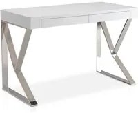 Scrivania da ufficio 120x61x76 cm in legno bianco e acciaio cromato