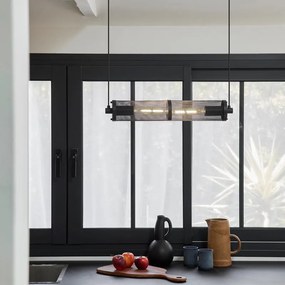 Lampadario Industriale Faraday nero paralume nero 2x E27 COREP