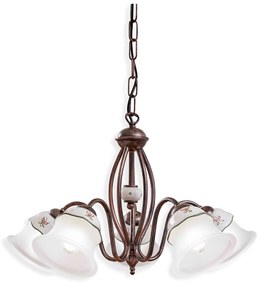Lampadario Classico Ferrara Metallo E Ceramica Nero Sfumato Rame 3 Luci E14