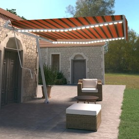 Tenda Automatica Sensore Vento E Led 400x350 Cm Arancio Marrone /