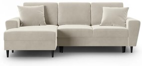 Divano angolare beige allungabile e con contenitore (con penisola a sinistra/con chaise lounge) con rivestimento in velluto Kyoto – Cosmopolitan Design