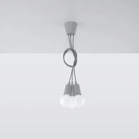 Lampadario su filo DIEGO 3xE27/60W/230V grigio