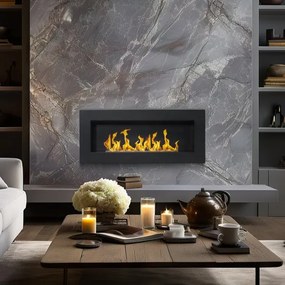 Camino a bioetanolo biocamino da parete Siena Nero L 90 x P 12 x H 40