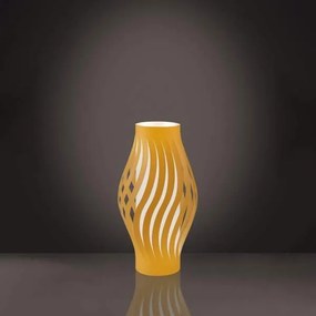 Lampada Da Tavolo Moderna 1 Luce Helios In Polilux Ocra H21 Made In Italy