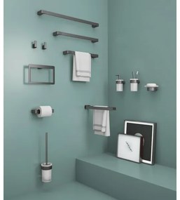 Gedy - Portasapone da parete PIRENEI vetro opalino/grigio metallizzato