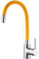 Miscelatore cucina in ottone cromato con canna snodata gialla Keller taps