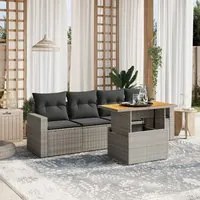 Set Divano da Giardino 5 pz con Cuscini Grigio in Polyrattan 3271193