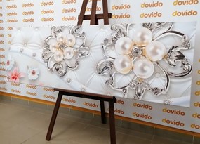 Quadro su tela – Gioielli con motivo floreale