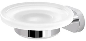 Portasapone bagno a muro Gedy serie Bernina in acciaio inox cromato e vetro