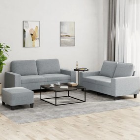 Set Di Divani 3 Pz Grigio Chiaro İn Tessuto /