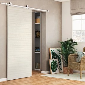 Porta scorrevole Oxford palissandro in mdf beige, L 93 x H 212 cm, con binario Loft bianco Reversibile