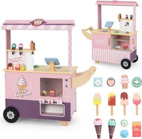 Costway Set gioco di finzione con macchina di gelato per bambini, Carrello dei gelati con distributore automatico