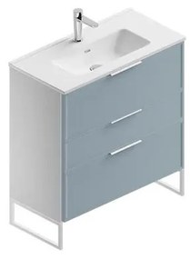 Mobile sottolavabo e lavabo Quadra bianco-cielo in mdf L 80 x H 93 x P 39 cm 1 vasca 3 cassetti