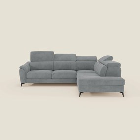 Arcos Divano angolare - piedini alti e poggiatesta reclinabili in microfibra impermeabile T11 grigio