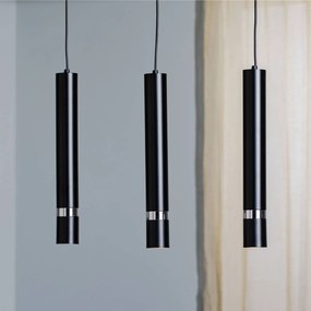 Luminex Lampada a sospensione Rondo nero/cromo 3 luci lunga